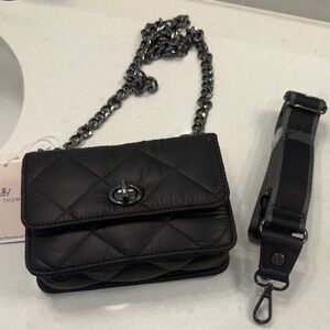 Oliver Thomas Black Quilted Crossbody Bag with Two Straps